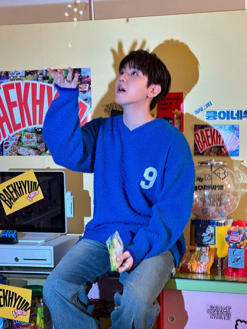 240119 BAEKHYUN_official Twitter/X Post - Snack Party Poster Behind documents 2