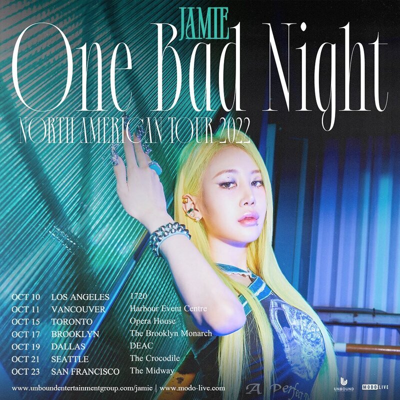 Jamie One Bad Night North America Tour 2022 posters documents 2