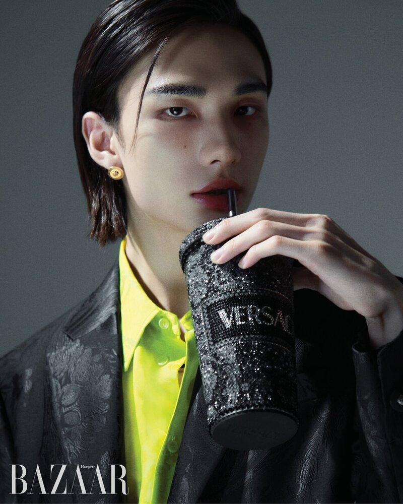 Stray Kids Hyunjin x Versace for Harper's Bazaar Korea December 2023 Issue documents 6
