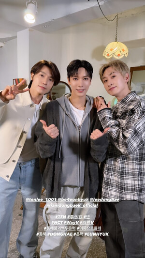 240405 WayV Instagram story update | Ten w/ Eunhyuk, Donghae