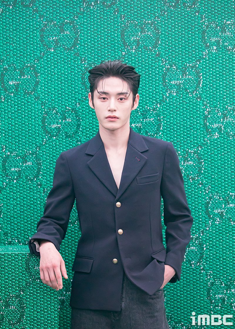 Kim Ji-Woong of boy band ZeroBaseOne is seen at the GUCCI 2023