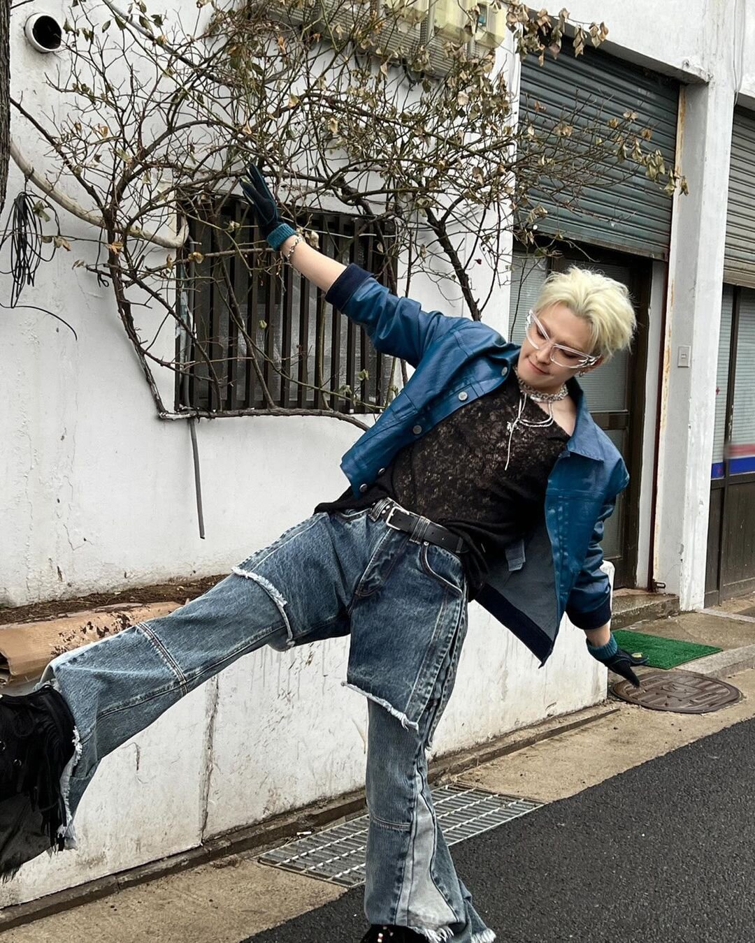 Grey Double Side Zippers Jeans  Hongjoong - ATEEZ - Fashion Chingu