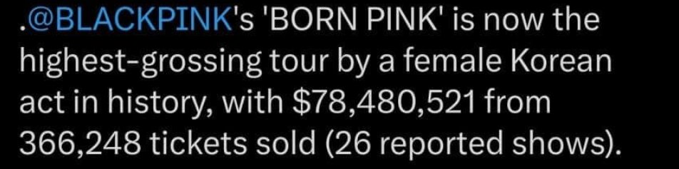 born pink tour total gross